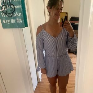 Long sleeved striped romper